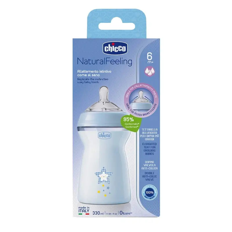 Biberon Chicco Naturalfeeling Blu a flusso rapido 330Ml 6 M+