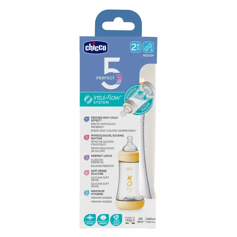 Chicco Perfect5 Neutro Biberon Medio 240 Ml 2M+