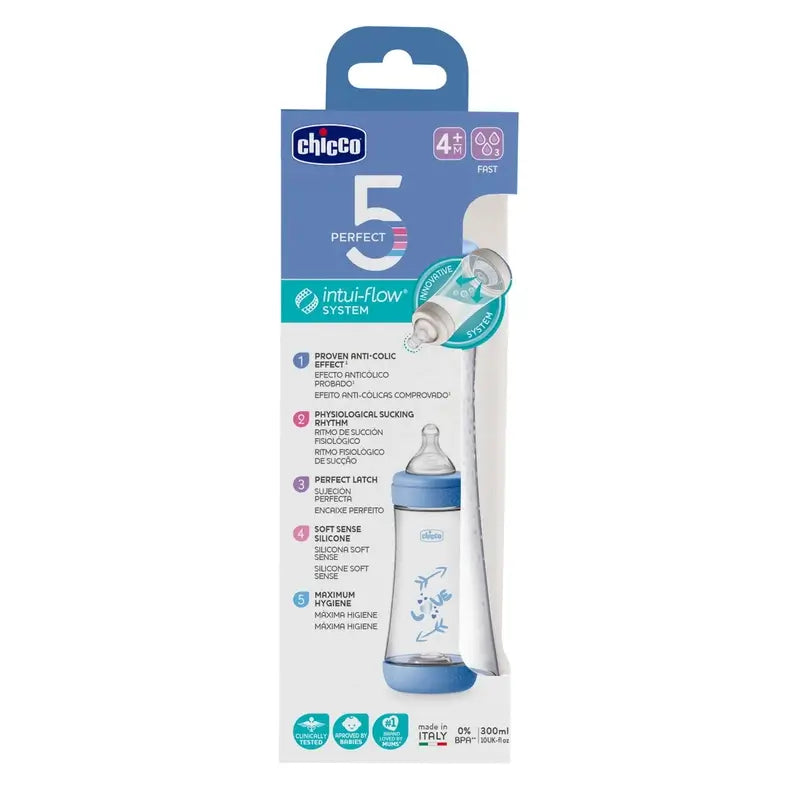 Biberon Chicco Perfect5 Blu Flusso Rapido 300Ml 4M+
