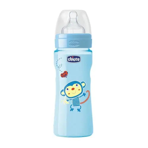 Chicco Baby Bottle Silicone Blue Fast Flow +4 Months 330 ml