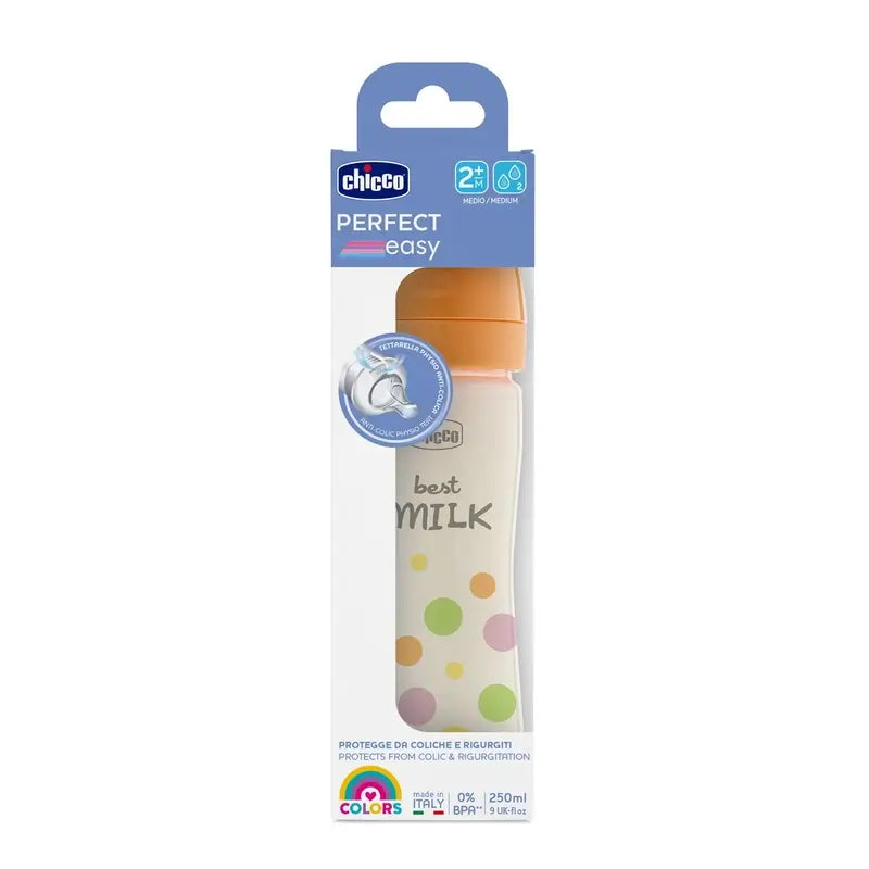 Chicco Perfecteasy Bottiglia in silicone arancione 250 Ml Medium Flush 2M+