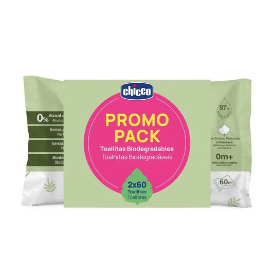 Chicco Bipack Salviette detergenti biodegradabili 2X60 unità
