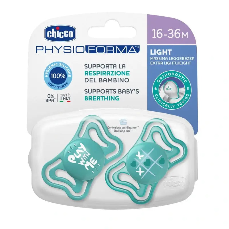 Chicco Ciuccio Physio Light Silicone Blu 16-36M 2 Unità