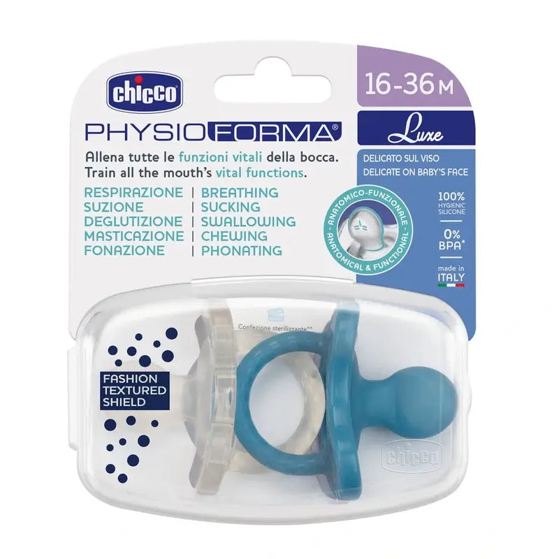 Ciuccio Chicco Physioforma Luxe 16-36 2 Unità Blu - Grigio