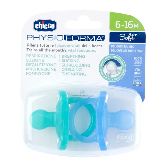 Ciuccio Chicco Physioforma Soft Blue 6-16M 2 Unità