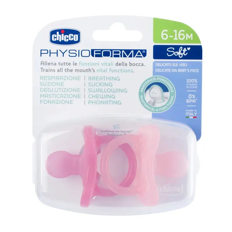 Chicco Physioforma Soft Soother Rosa 6-16M 2 Unità