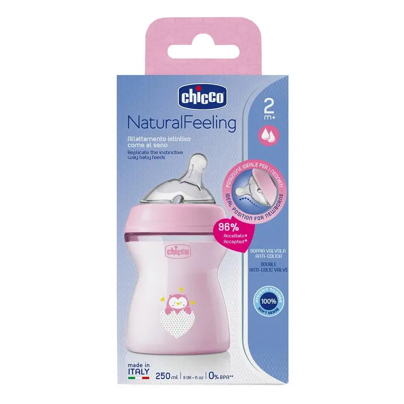 Biberon Chicco Naturalfeeling Pink a flusso medio 250 ml 2M+