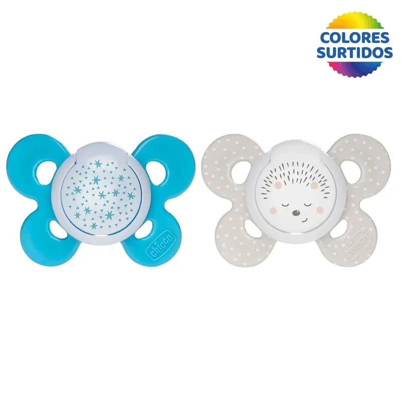 Ciuccio Chicco Physio Comfort Silicone Blu 16-36M 2 pezzi assortiti