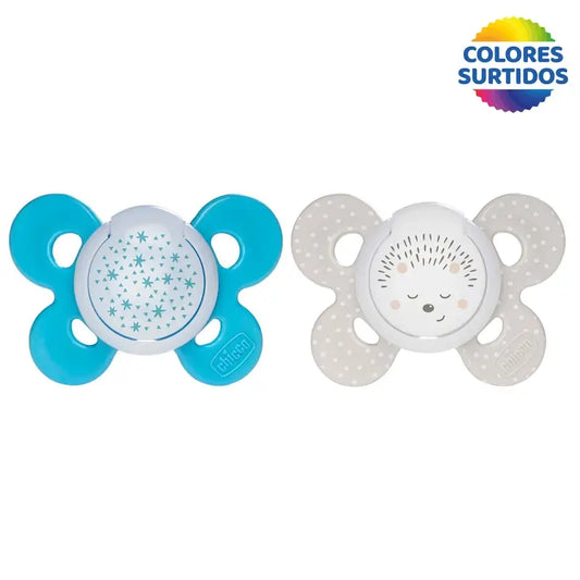 Ciuccio Chicco Physio Comfort Silicone Blu 16-36M 2 pezzi assortiti