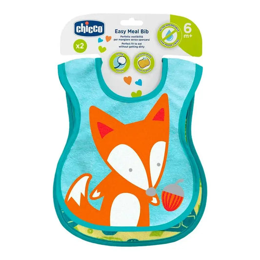 Set bavaglini Chicco in cotone neutro 6M+ 2 unità