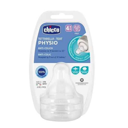 Chicco Physio Tettarella 2 pz. 4M+ Physio Tettarella a flusso rapido