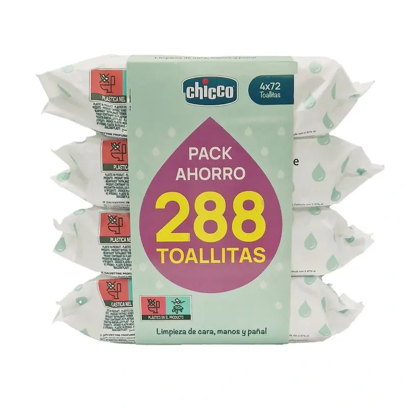 Chicco Tetrapack Salviette profumate senza coperchio 4X72 unità