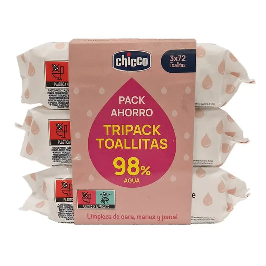Chicco Tripack Salviette Delicate Con Coperchio 3X72 Pz.