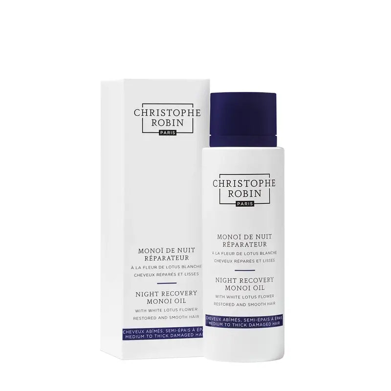 Christophe Robin Olio di recupero notturno al fiore di loto bianco (capelli fini e normali) , 96 ml