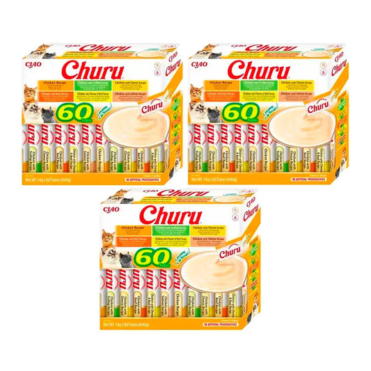 Churu Cat Varietà di pollo, Confezione 3 x 60X14Gr