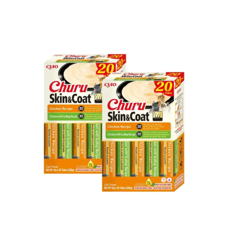 Churu Cat Varietà Skin&Coat Pollo, Confezione da 2 x 20 unità