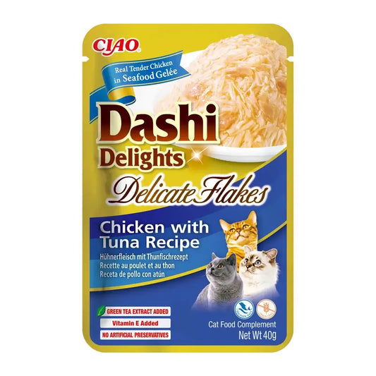 Churu Dashi Delights Wet Cat Food – Chicken and Tuna Flakes, 12 x 40 g