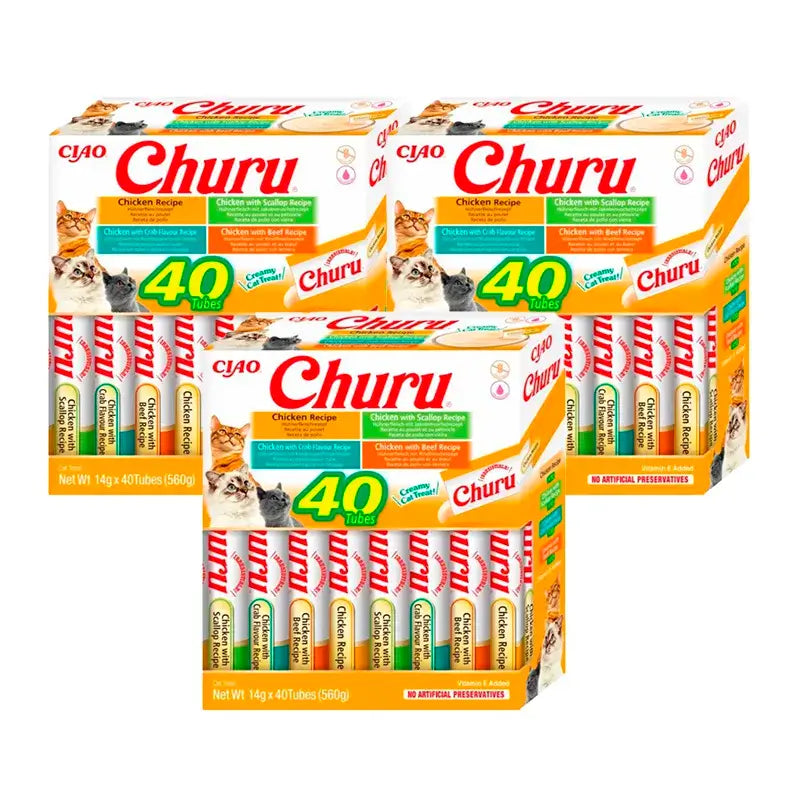 Gatti Churu Varietà di pollo, Confezione 3 x 40x14Gr