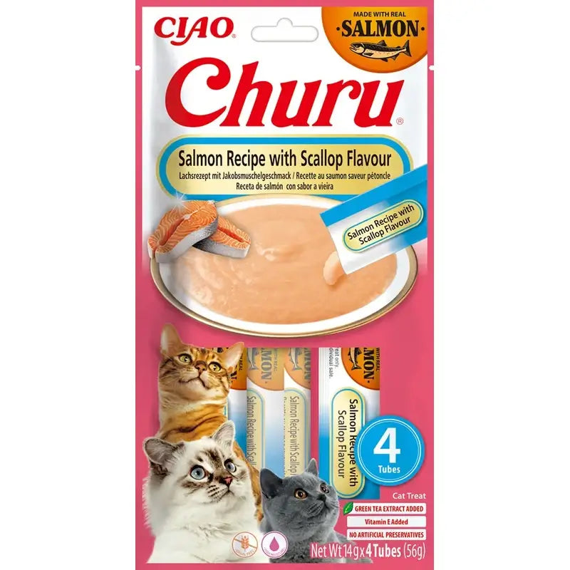 Churu Creamy Cat Snack – Salmon and Scallop Recipe, 12 x 56 g