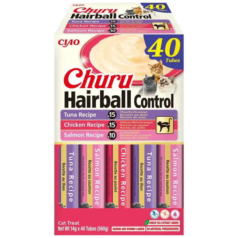 Churu Hairball Creamy Cat Snack Assortment, 40 x 14 g