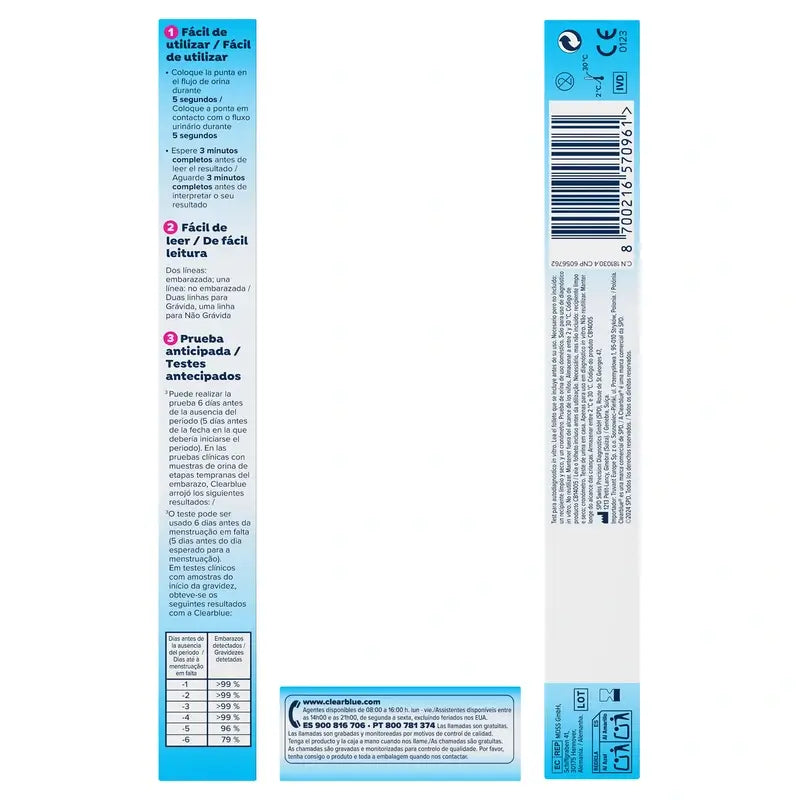 Clearblue Ultra Early Pregnancy Test 10mI, risultati 6 giorni prima, 1 test analogico