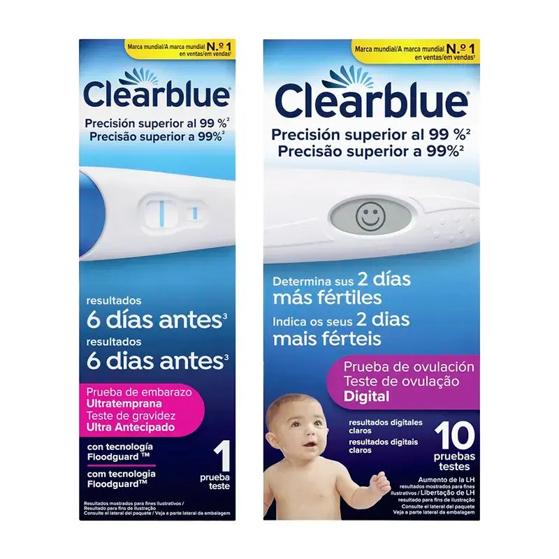 Confezione Clearblue Test di gravidanza precoce analogico 1 test + Clearblue Test di ovulazione 10 stick di test