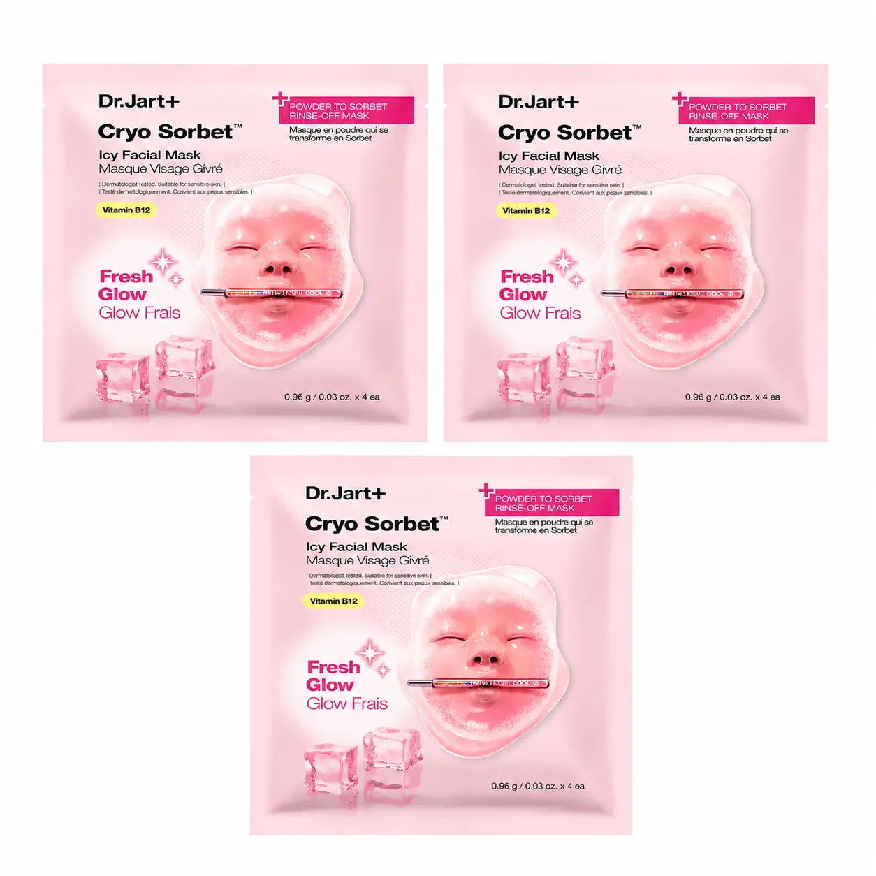 Dr. Jart+ Cryo Sorbet Icy Facial Mask, confezione da 3
