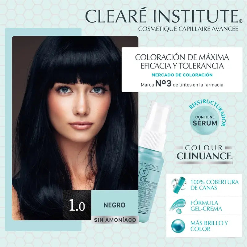 Clearé Institute Colour Clinuance Colore Permanente Senza Ammoniaca 1.0 Nero