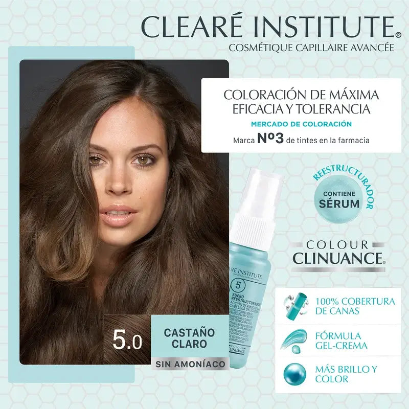 Clearé Institute Colour Clinuance Colore Permanente Senza Ammoniaca 5.0 Castano Chiaro
