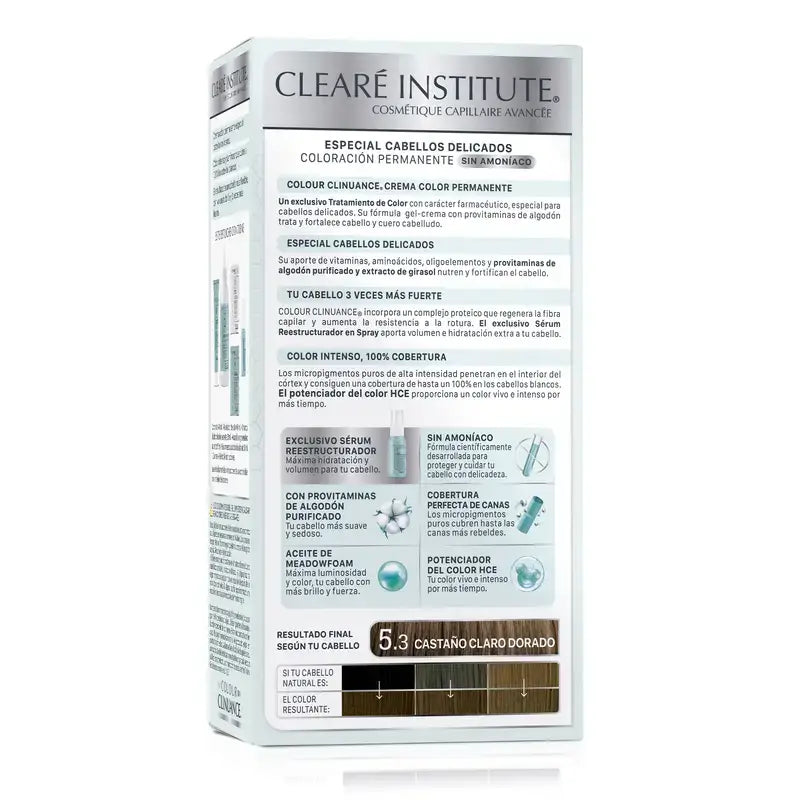 Clearé Institute Colour Clinuance Colore permanente senza ammoniaca 5.3 Castano chiaro dorato