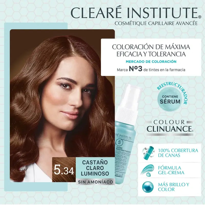 Clearé Institute Colour Clinuance Colorazione permanente senza ammoniaca 5.34 Marrone chiaro luminoso