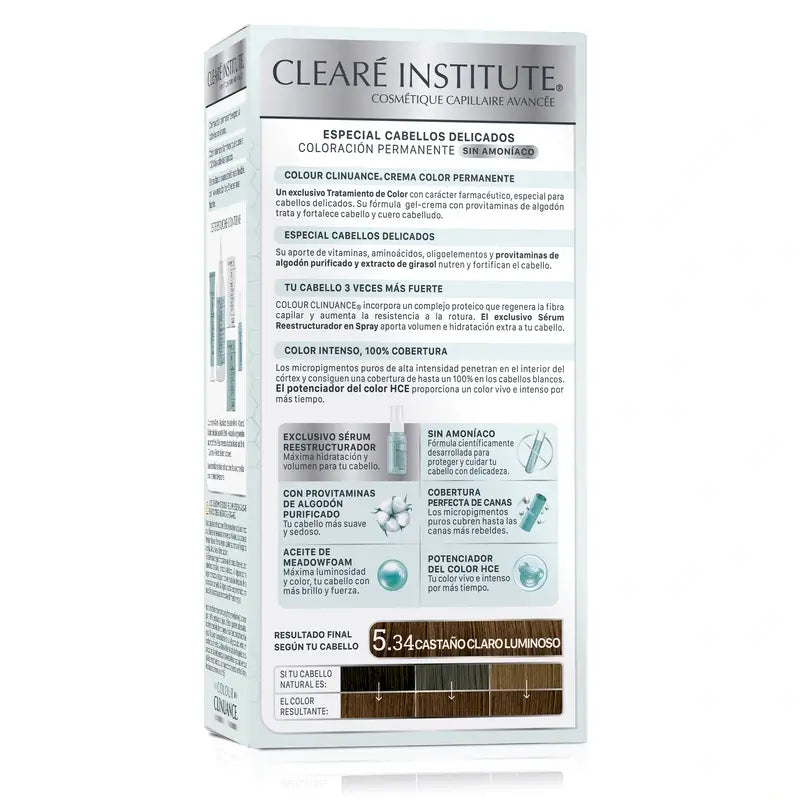 Clearé Institute Colour Clinuance Colorazione permanente senza ammoniaca 5.34 Marrone chiaro luminoso