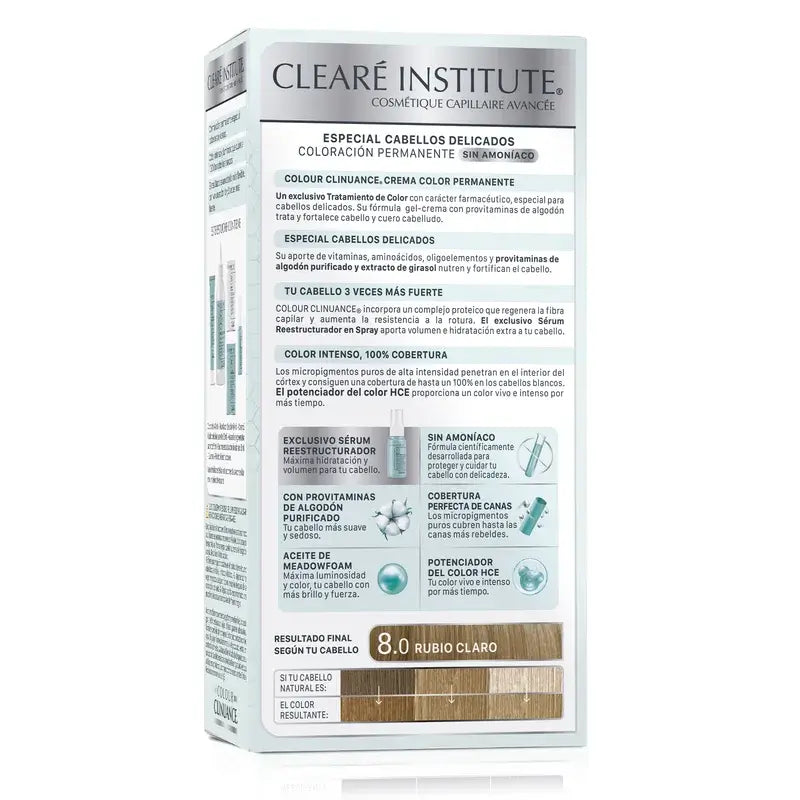 Clearé Institute Colour Clinuance Colore permanente senza ammoniaca 8.0 Biondo chiaro