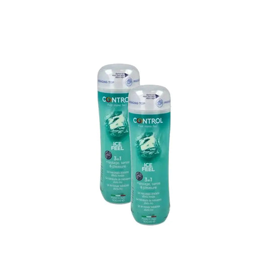 Gel da massaggio Control Ice Feel 200 ml, confezione da 2