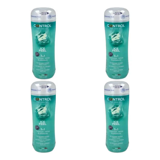 Gel da massaggio Control Ice Feel 200 ml, confezione da 4