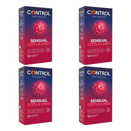 Preservativi Control Sensual Dots & Line, 12 pezzi, confezione da 4