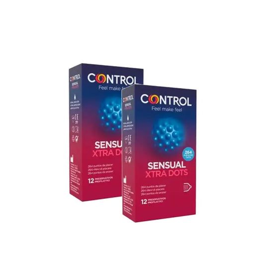 Control Preservativi Sensual Xtra Dots 12 pezzi, confezione da 2