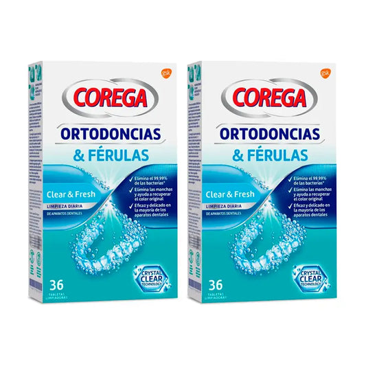 Corega Duplo Ortodonzia e bite, 2 x 36 compresse