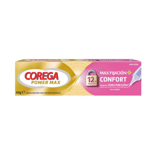 Corega Max Fixation + Comfort Crema di fissaggio per protesi dentarie, 40 gr