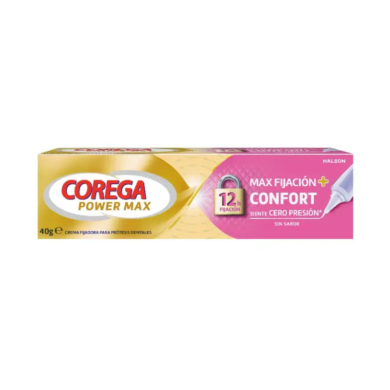 Corega Max Fixation + Comfort Crema di fissaggio per protesi dentarie, 40 gr