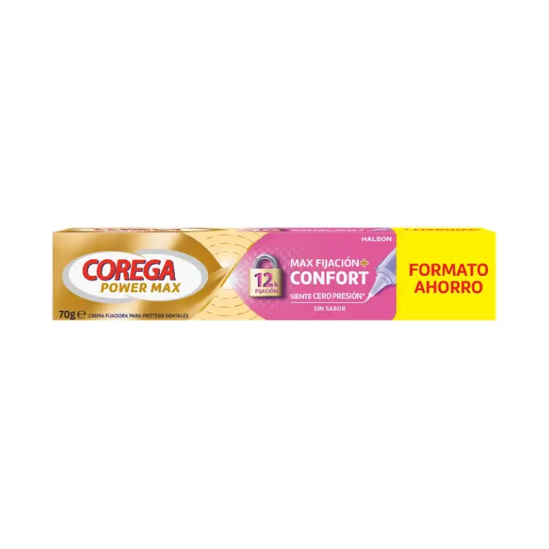 Corega Max Fixation + Comfort Crema di fissaggio per protesi dentarie, 70 gr