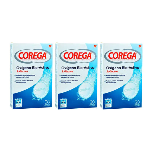 Corega Triplo Pulizia ad azione totale per protesi, 3 x 30 compresse