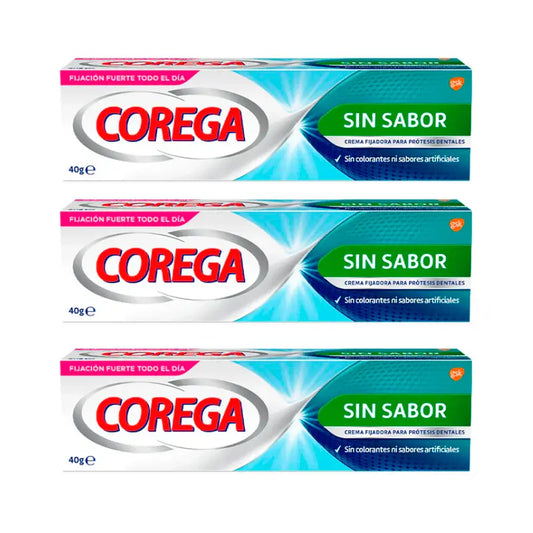 Corega Triplo Crema adesiva extra forte senza sapore, 3 x 40 g