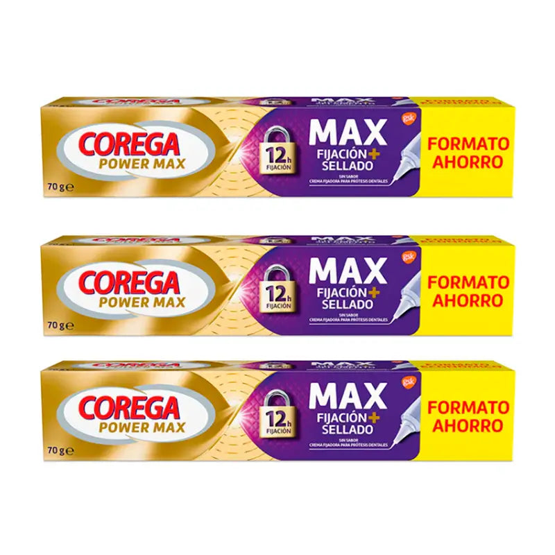 Corega Triplo Maximo Crema fissante sigillante, 3 x 70 gr