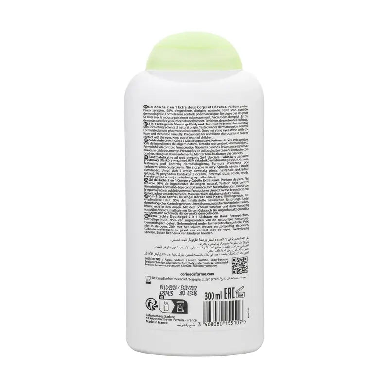 Corine De Farme 2 in 1 Gel doccia corpo e capelli Kids Pear , 300 ml