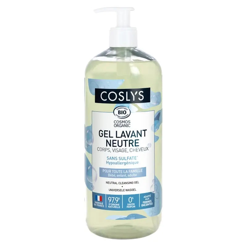 Coslys Gel doccia neutro universale: senza profumo, viso, corpo e capelli, 1000 ml
