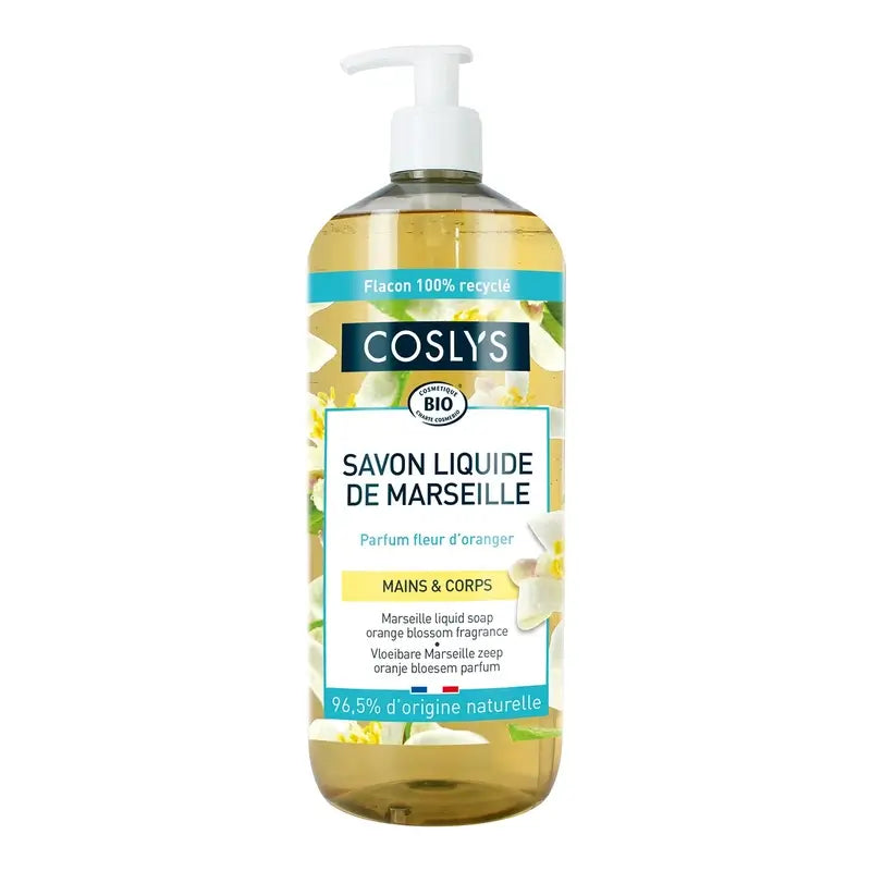 Coslys Sapone di Marsiglia profumato ai fiori d'arancio 1L, 1000 ml
