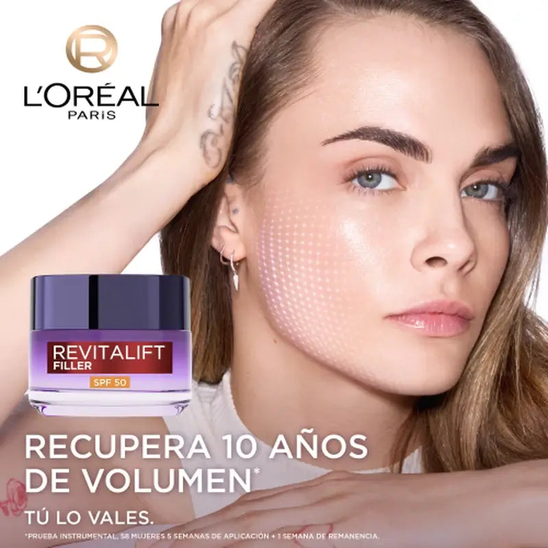 L'Oréal Paris Crema Intensiva Ricostituente con Acido Ialuronico e Spf 50: Volume e Protezione Uvb/Uva