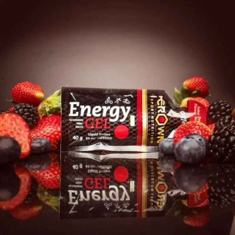 Crown Sport Nutrition Gel energetico ai frutti rossi + caffeina , 12 x 40 grammi