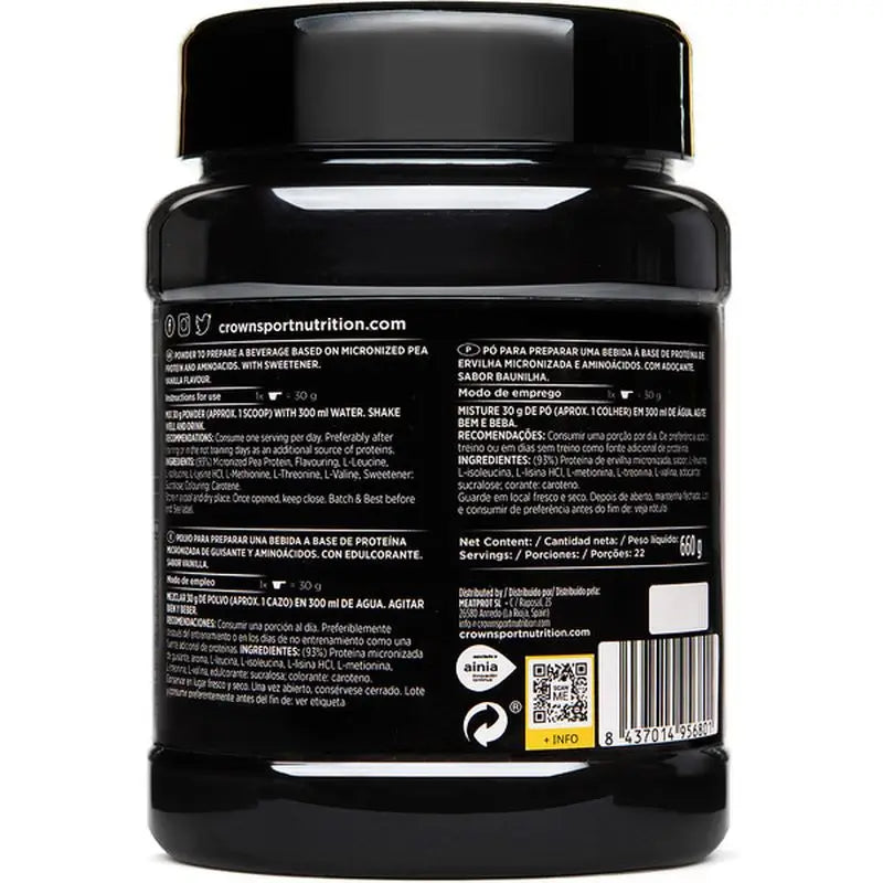 Crown Sport Nutrition Vegan Protein+ Vanilla , 660 g (22 porzioni)